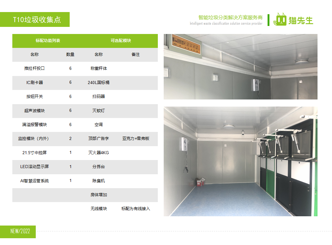 貓先生智能垃圾分類房，定時定點垃圾收集站 ，垃圾房功能配置